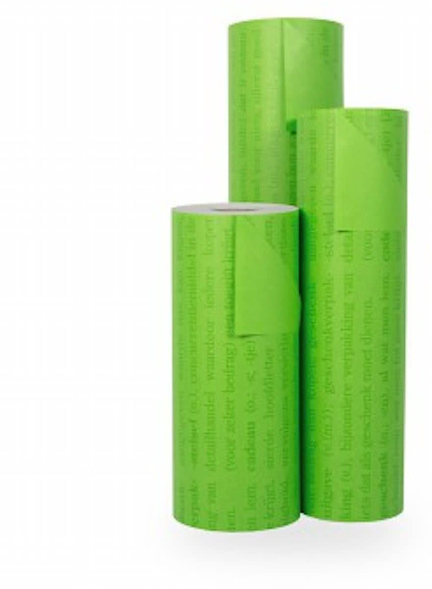 Cadeaupapier Tekst op Groen - Rol 30cm - 200m - 70gr | Winkelrol / Apparaatrol / Toonbankrol / Geschenkpapier / Kadopapier / Inpakpapier